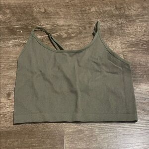 Bozzolo Olive Green Ribbed Cropped Tank